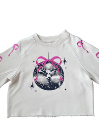 Paper Flower - Girl's Embroidered Bows & Disco Ball Sweatshirt