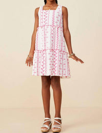 Hayden La - Girls Botanical Embroidered Ruffle Tiered Tank Dress