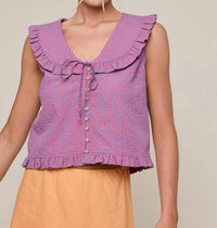 Wishlist - Ruffled Collar Plaid Blouse
