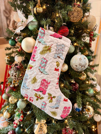 Ida Mae Home Daisy Boots Holly Pastel Quilted Stocking in white - item