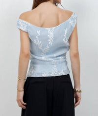 Whiteroom+Cactus - Embroidered Soft Woven Off Shoulder Blouse