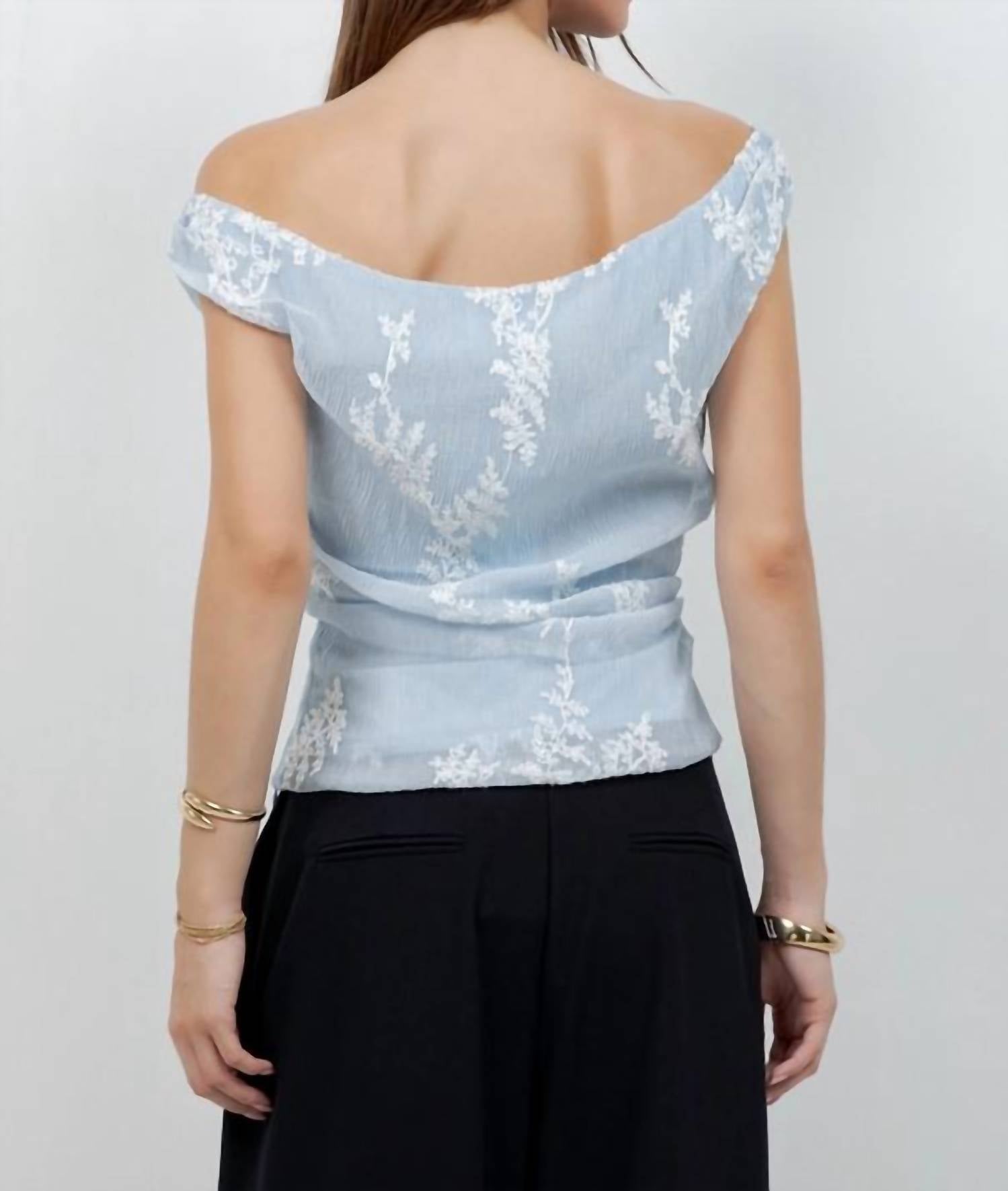 Whiteroom+Cactus - Embroidered Soft Woven Off Shoulder Blouse