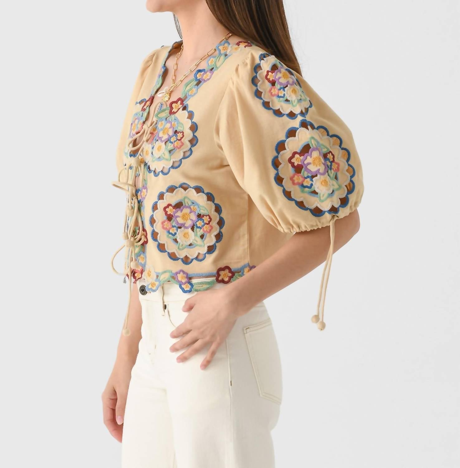 Sea - Melinda Embroidery Short Sleeve Top
