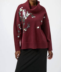 Joseph Ribkoff - Sequined Turtleneck Pullover Sweater