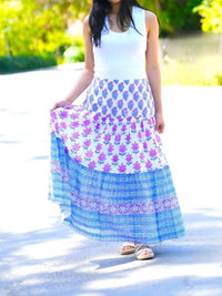 Dolma - Block Printed Tiered Cotton Skirt