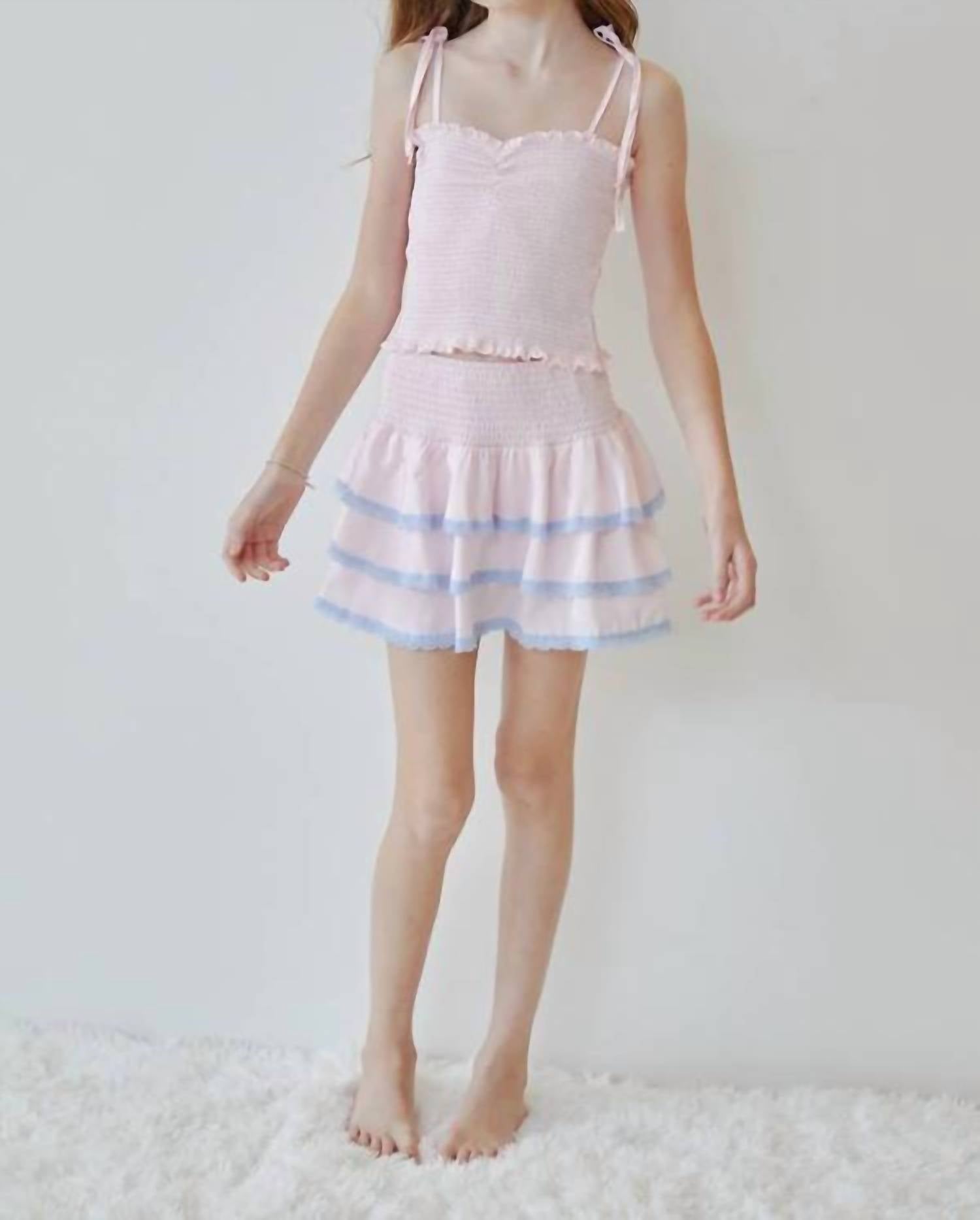 Theme - Girls' Gemma Pin Strips Mini Skirt