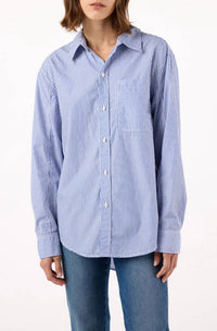 AMO Ruthie Oversized Stripe Shirt in blue multi - women's shirt