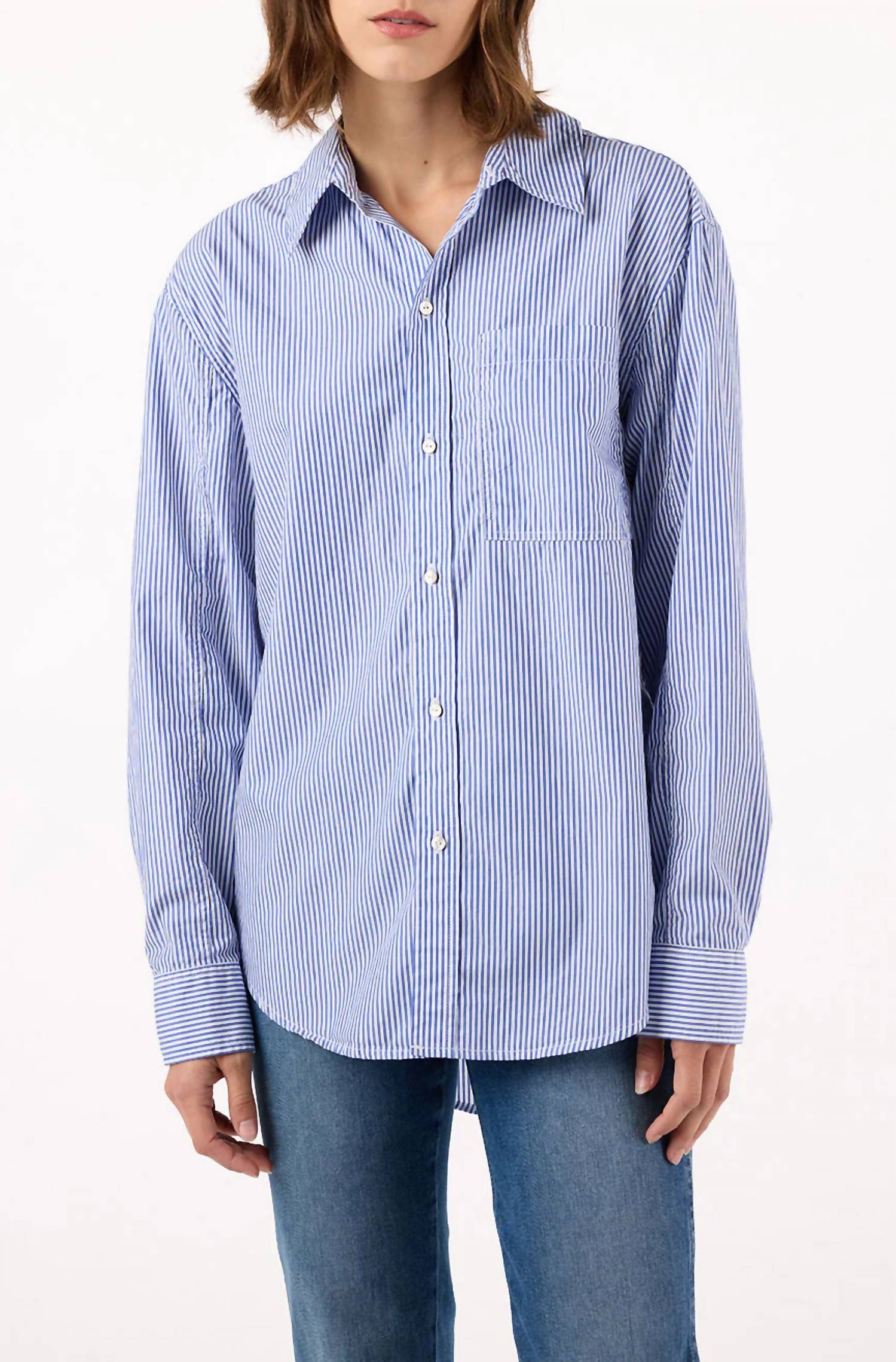 AMO Ruthie Oversized Stripe Shirt in blue multi - women's shirt