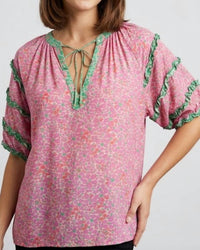 Briarwood Tia Floral Ruffled Top in pink - women's blouse