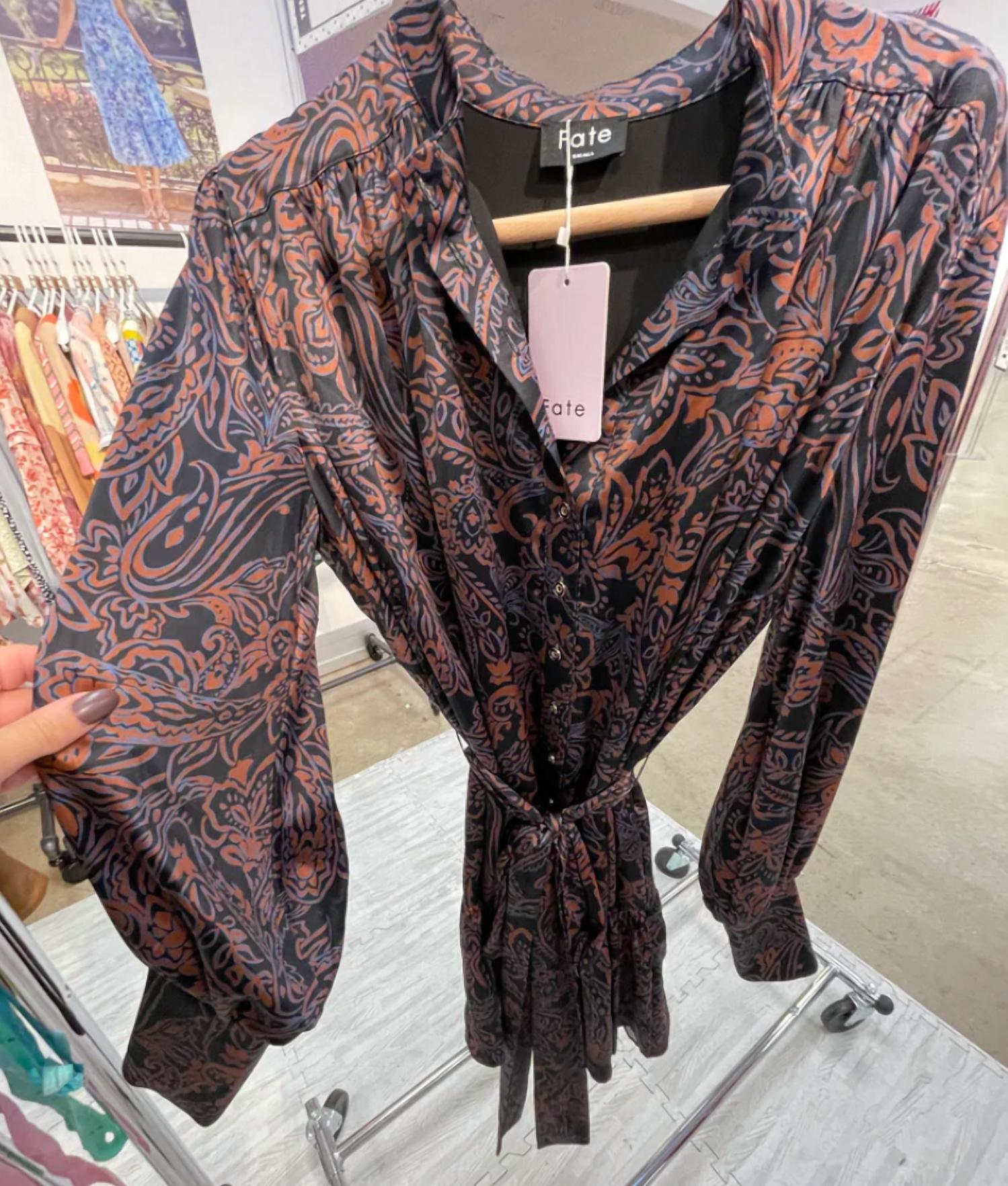Fate - Women's Paisley Print Button Front Detail Dress