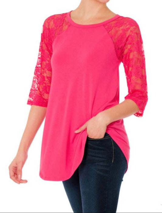 Zenana - Lace Sleeve Tunic Top