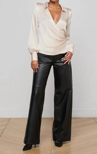 L'Agence - Bernice Satin Wrap Blouse