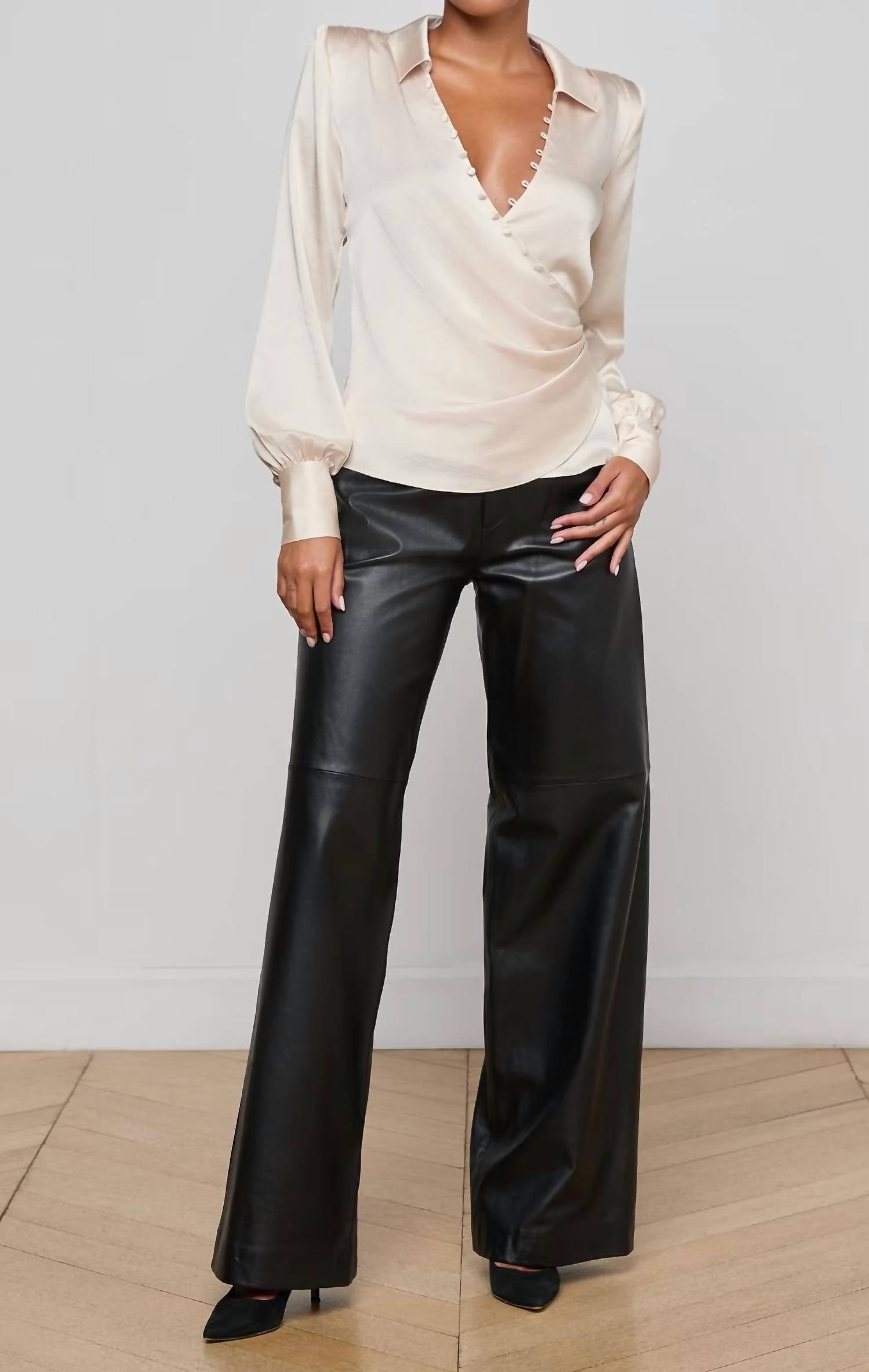L'Agence - Bernice Satin Wrap Blouse