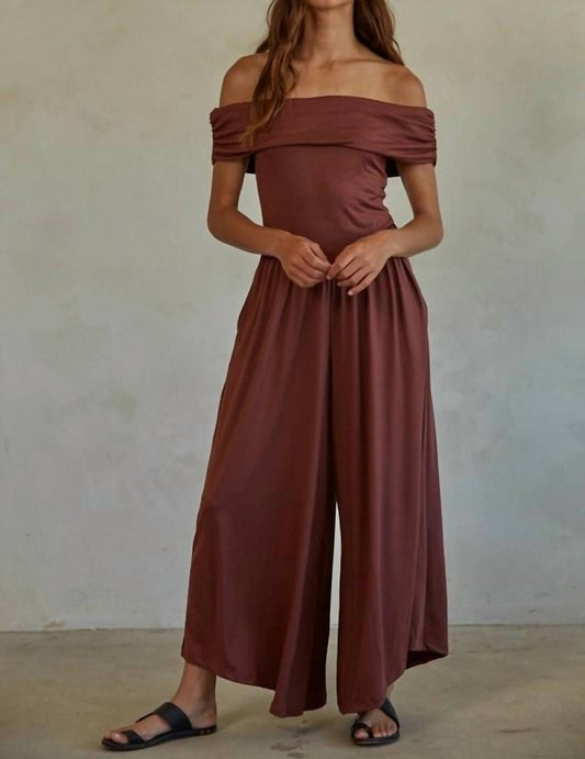 By Together - Knit Polyester Spandex Off the Shoulder Jumpsuit