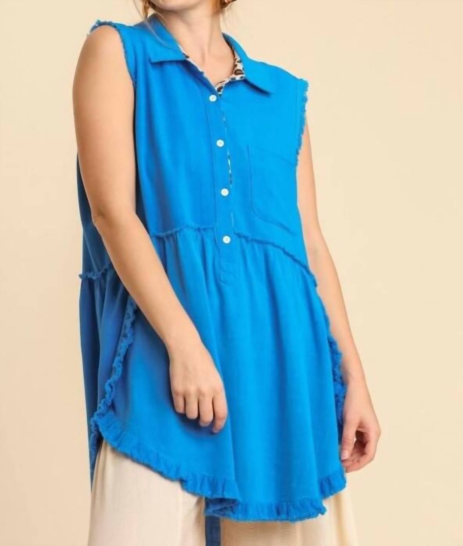 Umgee - Frayed Sleeveless Tunic Top