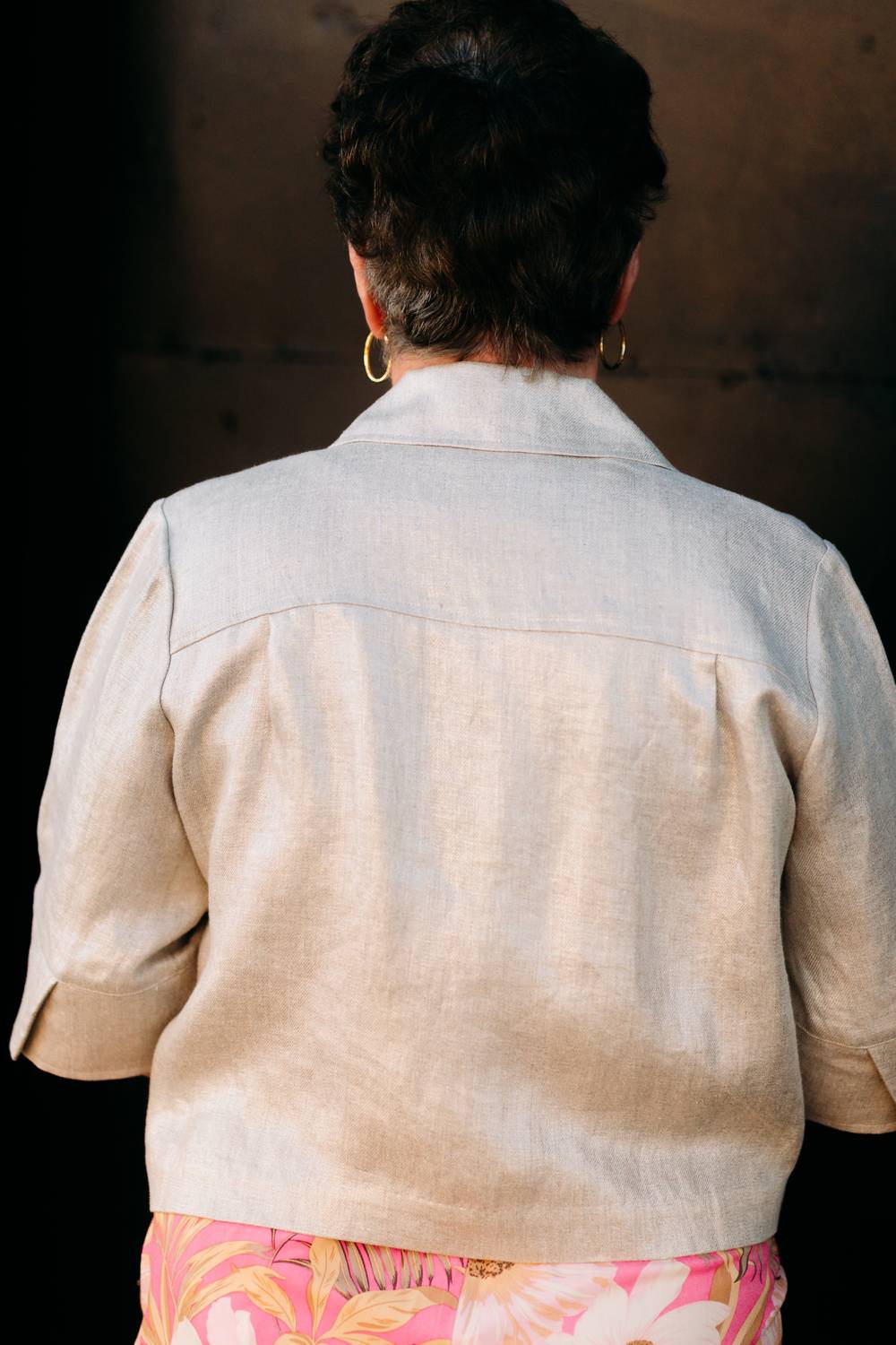 Joseph Ribkoff - Foiled Linen Blend Short Sleeve Boxy Jacket