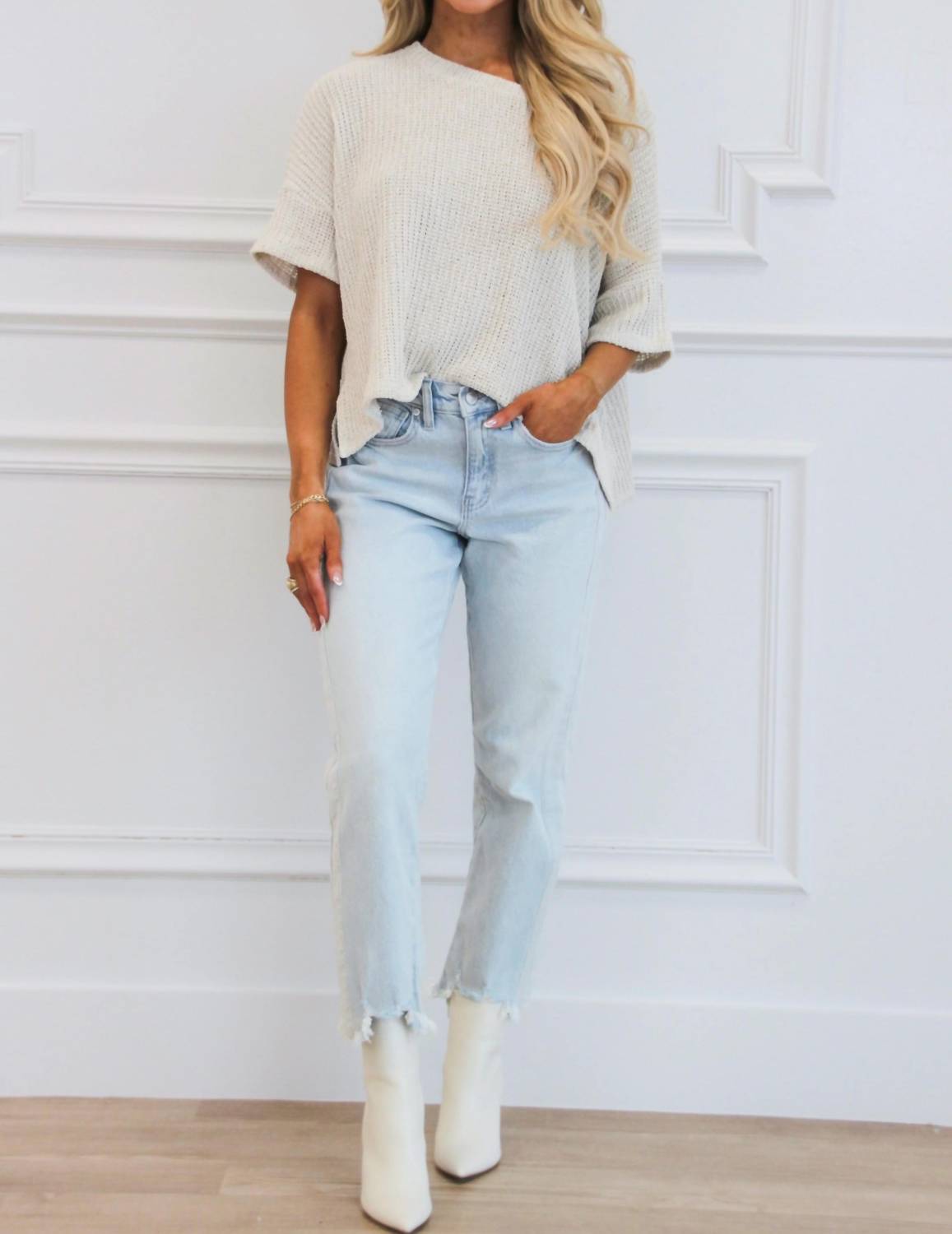 Kancan - Ivan High Rise Striped Straight Leg Jeans