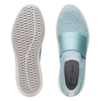 Clarks Women's Un Rio Knit Slip-on Sneaker in turquoise knit - women's sneaker - alternate view