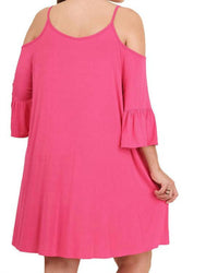 Umgee - Open Shoulder Ruffle Sleeve Dress