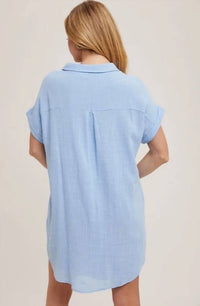 Bluivy - Button-up Shirt Dress With Pockets