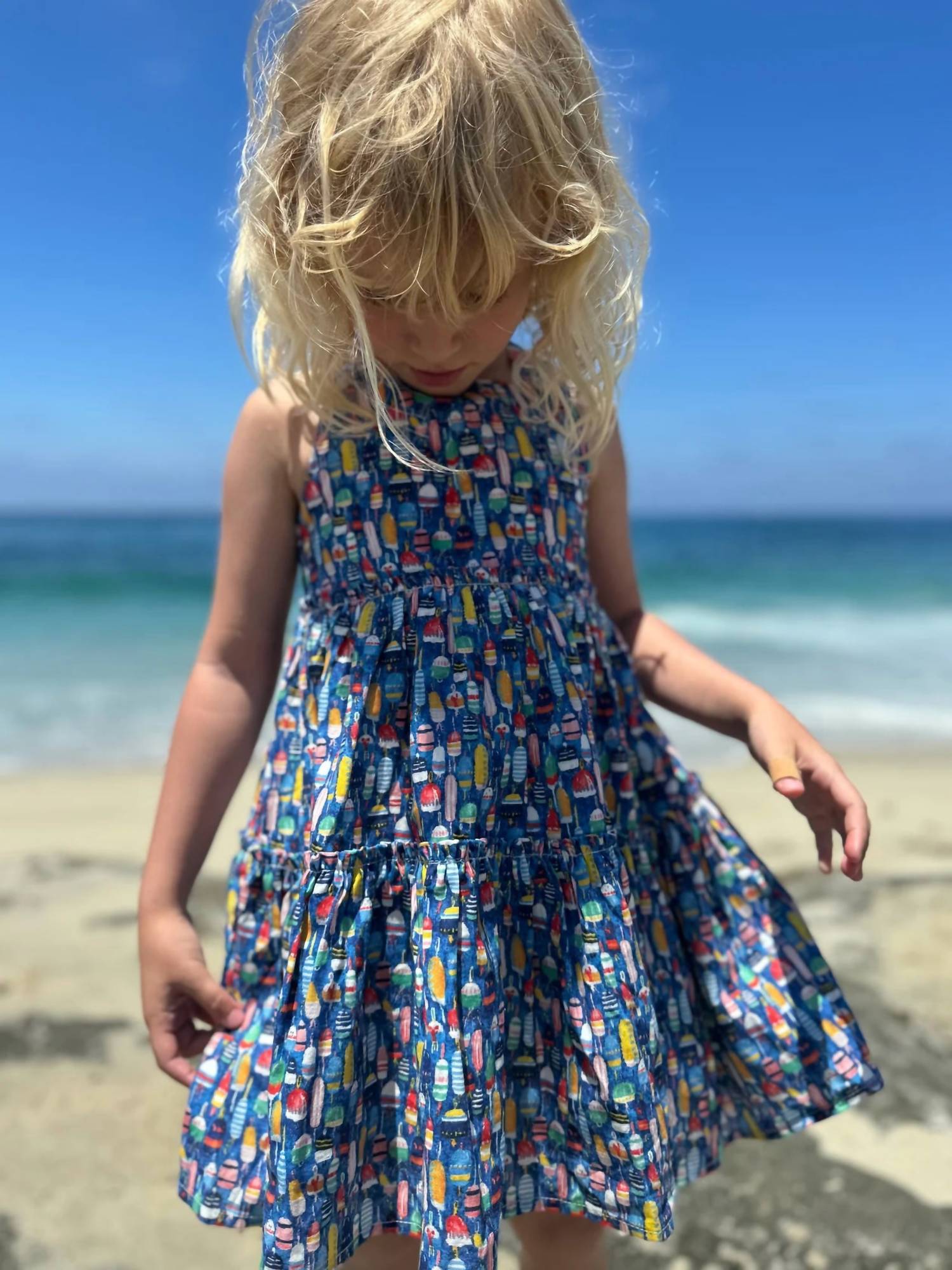 VIGNETTE Girl's Sloane Dress in nautical buoys blue - kids' dress