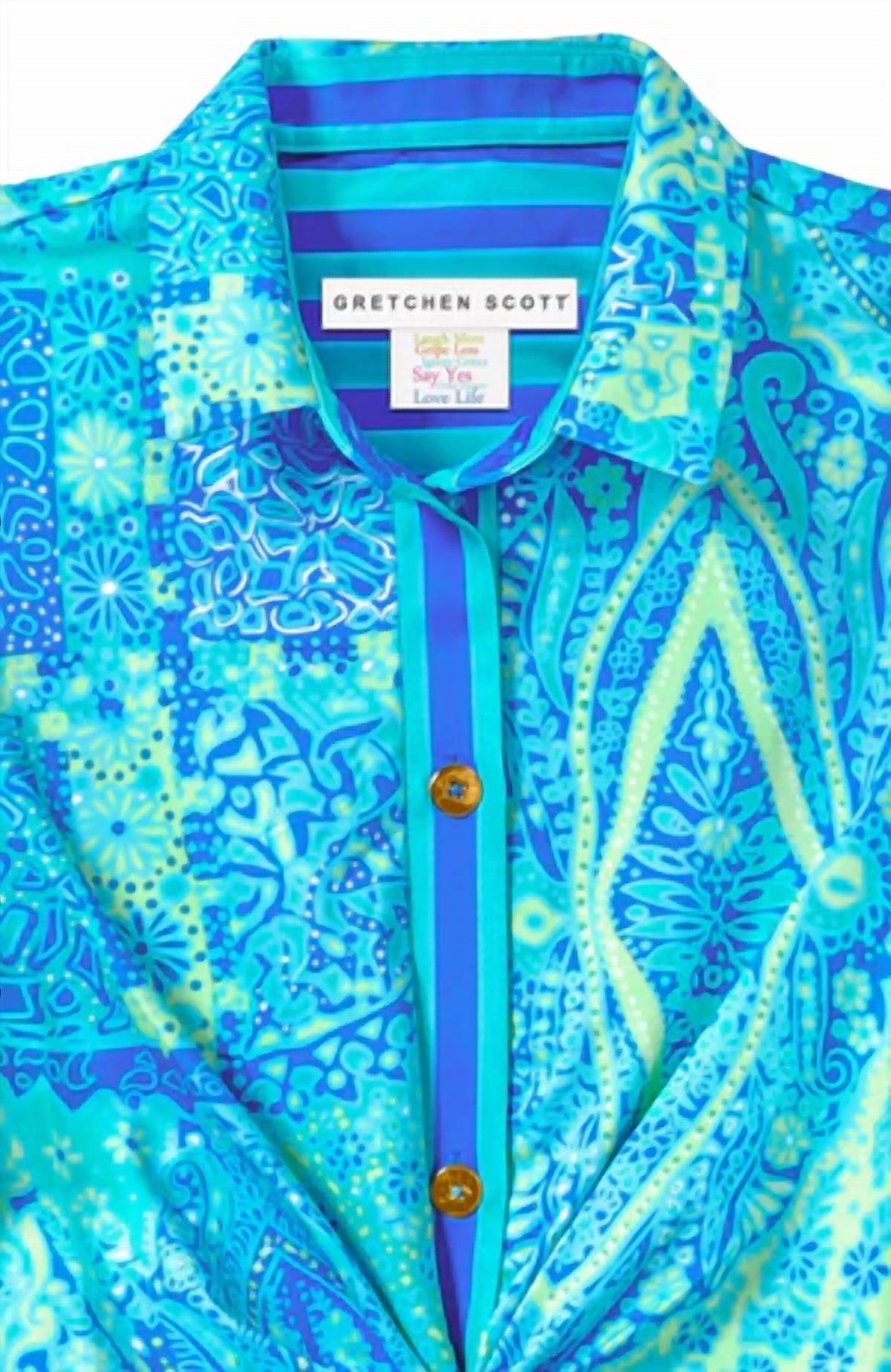 GRETCHEN SCOTT Twist & Shout Grand Bazaar Dress in aqua perwinkle lime - women's dress - view 5