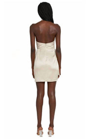 Amanda Uprichard Martine Silk Mini Dress in chalk - women's dress - detail view