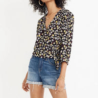 Madewell - French Dark Floral Wrap Blouse