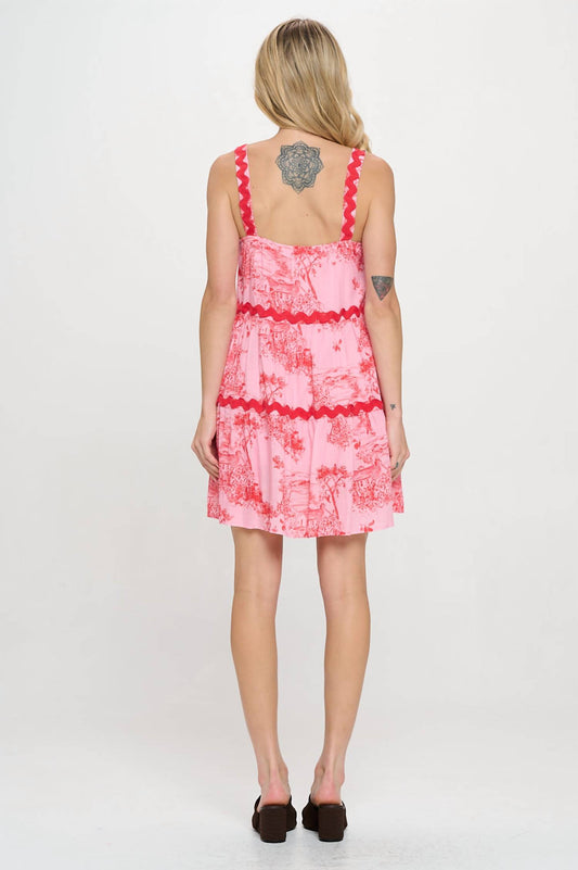 Meet Me In Santorini - Sunset Cottage Ric Rat Detailed Dress