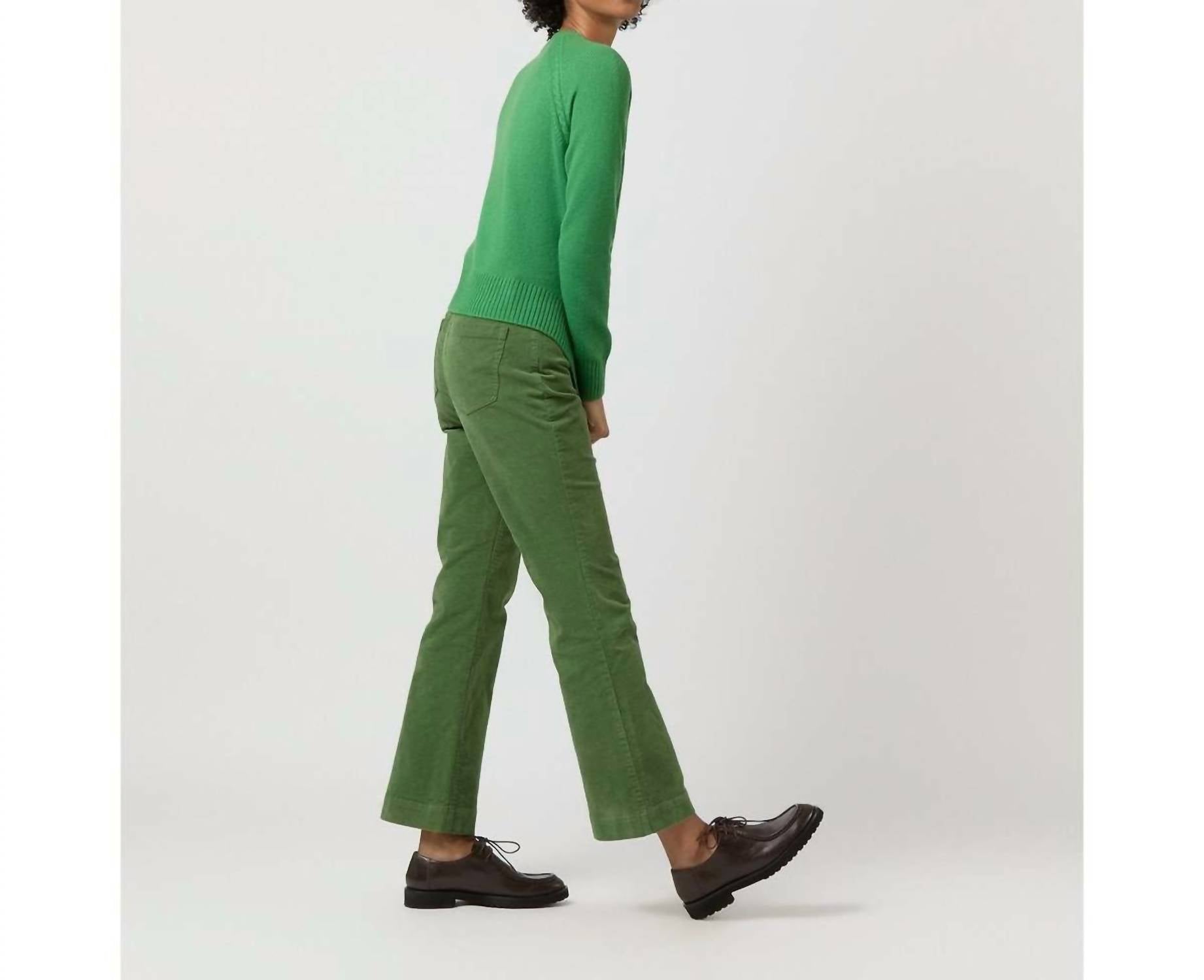 Ann Mashburn Kendall Flare 5-pocket Jeans in avocado stretch cord - women's jeans - alternate view
