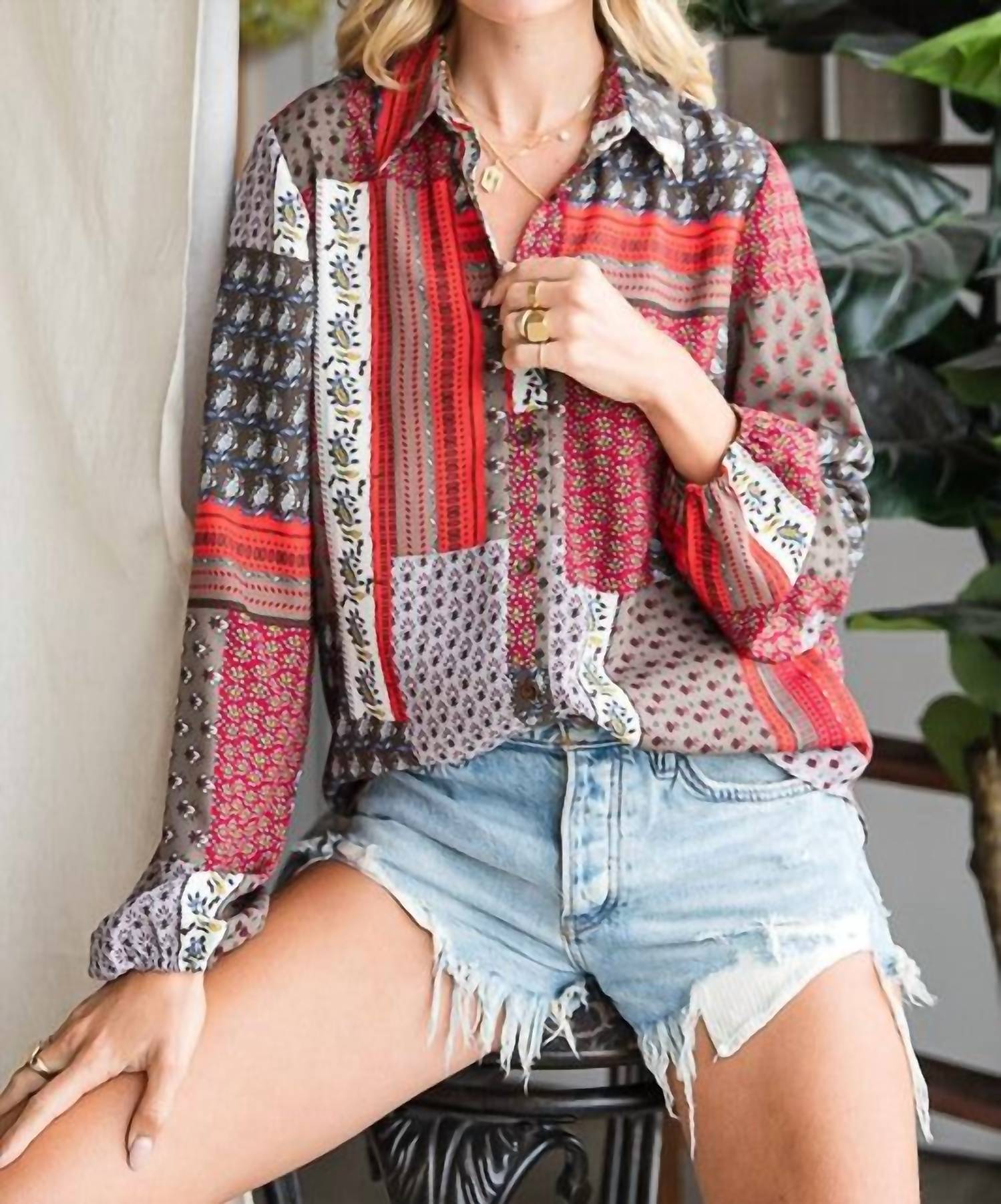 Bucketlist - Boho Bandana Print Shirt