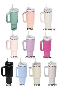 Wall To Wall - Tumbler Stainless Steel 40oz Solid Pink with Handle