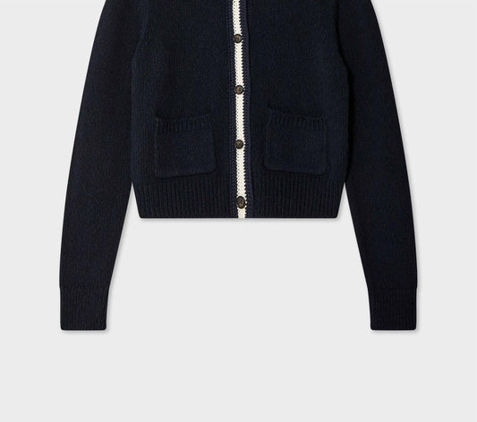 White + Warren - Women's Lofty Cotton Crochet Trim Cardigan