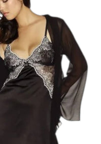 NK IMODE Ophelia Short Silk Robe in black - women's intimate - detail view