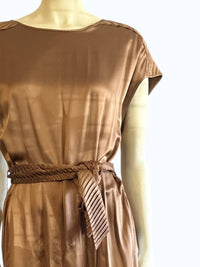 DiOMi Women's Casual Midi Dress in copper - women's dress - detail view