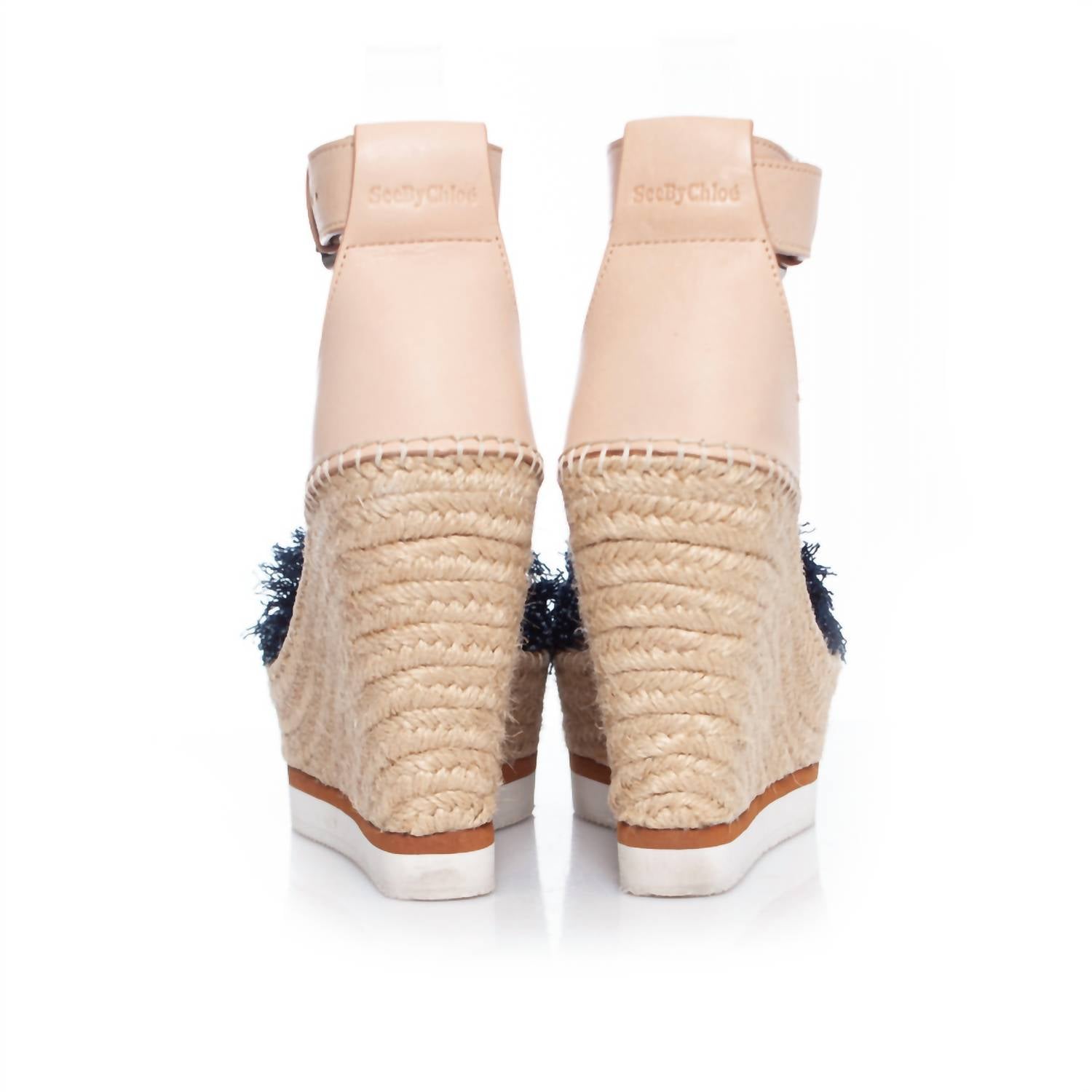 See by Chloe Women's Raw Edge Trim Espadrille Wedge Sandal in beige blue - women's sandal - view 5