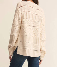 Z Supply Cento Cable Sweater in warm white 3 - women's sweater - alternate view