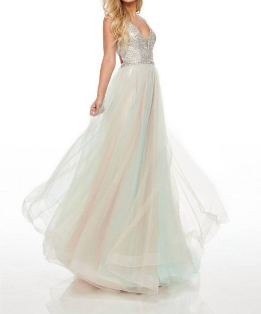 Rachel Allan - Tulle A-line Prom Gown With Ab Stones
