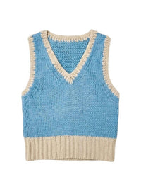 ee:some Women's Lined V-neck Sweater in blue oat - women's sweater