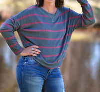 Wasabi + Mint - Sangria Stripes Top