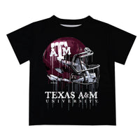 Vive La Fete - Boy's Texas A&m Aggies Dripping Football Helmet Graphic T-shirt