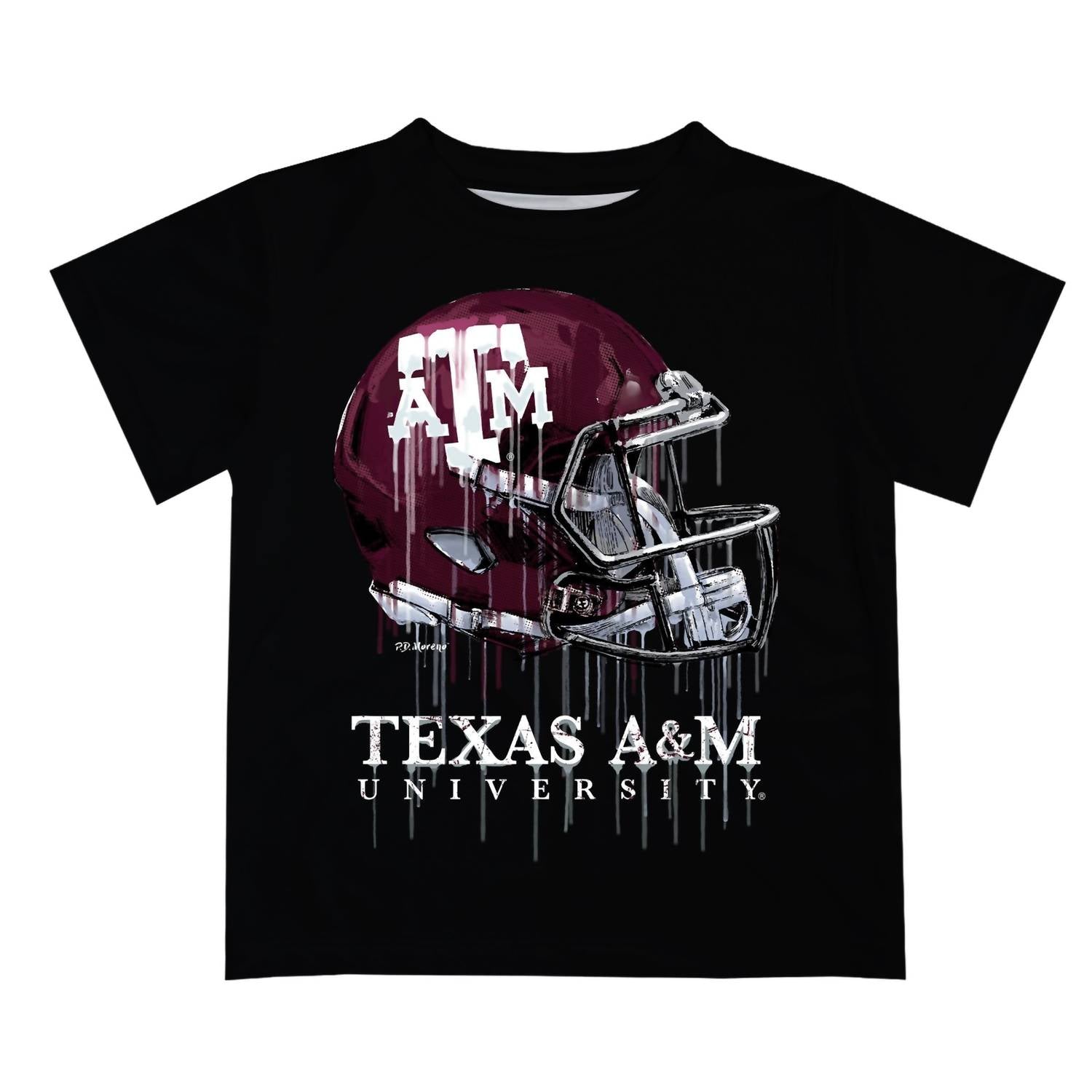 Vive La Fete - Boy's Texas A&m Aggies Dripping Football Helmet Graphic T-shirt