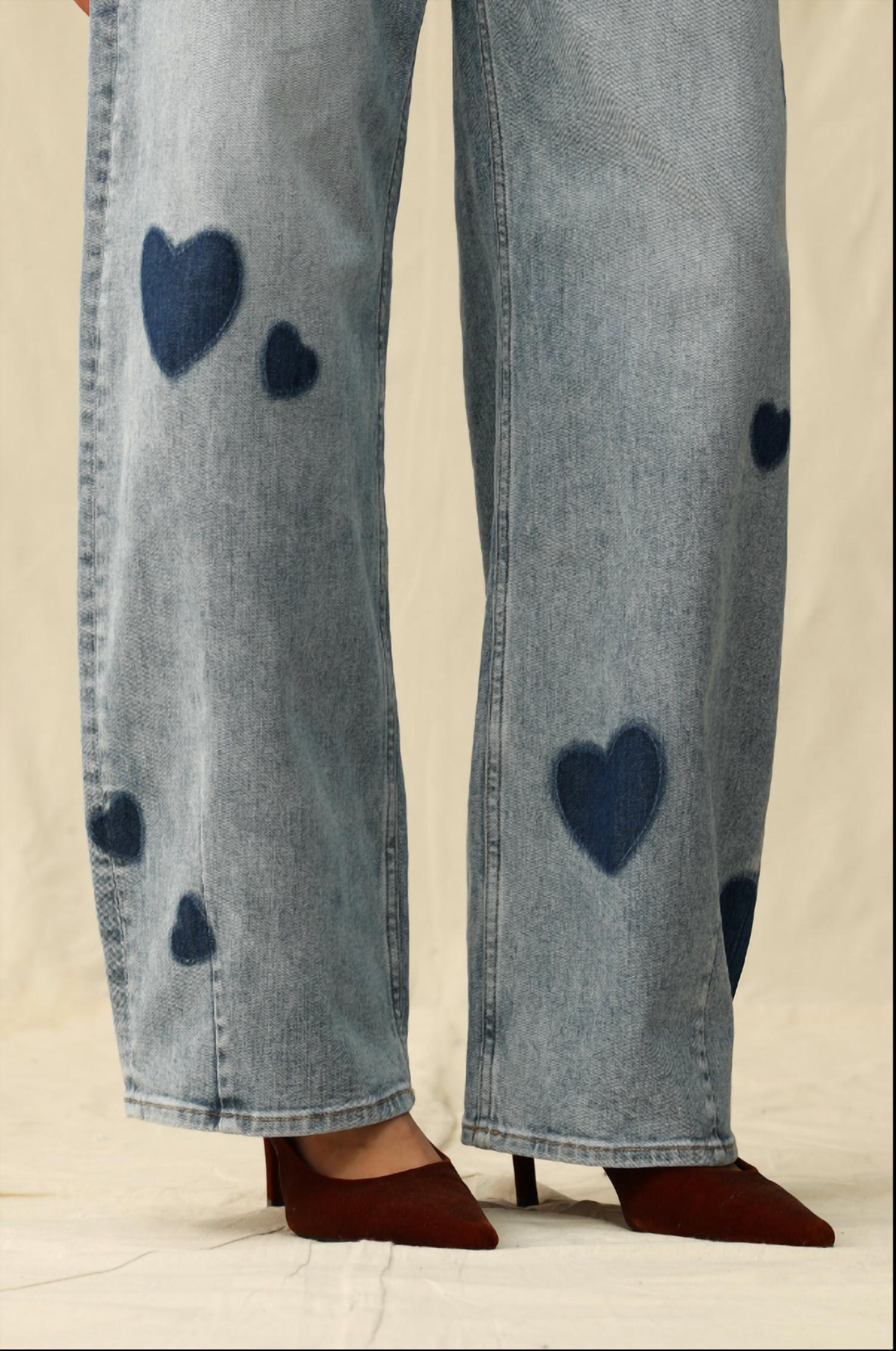 Bayeas - Women's Rosalind Heart Detail High Rise Barrel Jeans