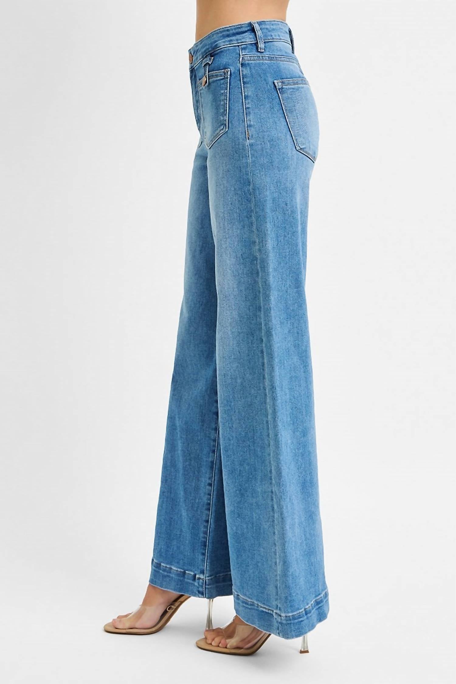 Risen - Front Patch Pocket Wide Leg Jean
