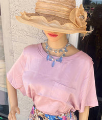 ee:some Women's Satin Luxe Top in dusty pink - women's t-shirt - detail view