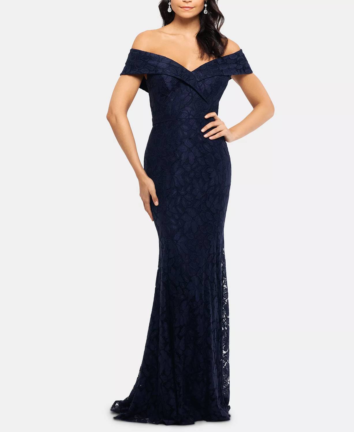 Xscape - Off-the-shoulder Lace Gown