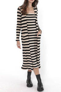 Sadie & Sage - Soul Sisters Striped Rib Knit Long Cardigan
