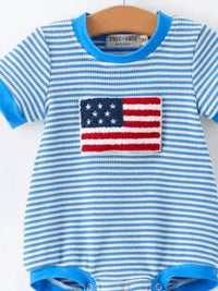 Rylee Faith Designs - Boy's 4th Of July Flag Romper