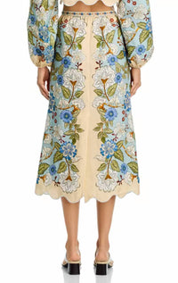 Farm Rio - Scarf Pull-on Midi Skirt