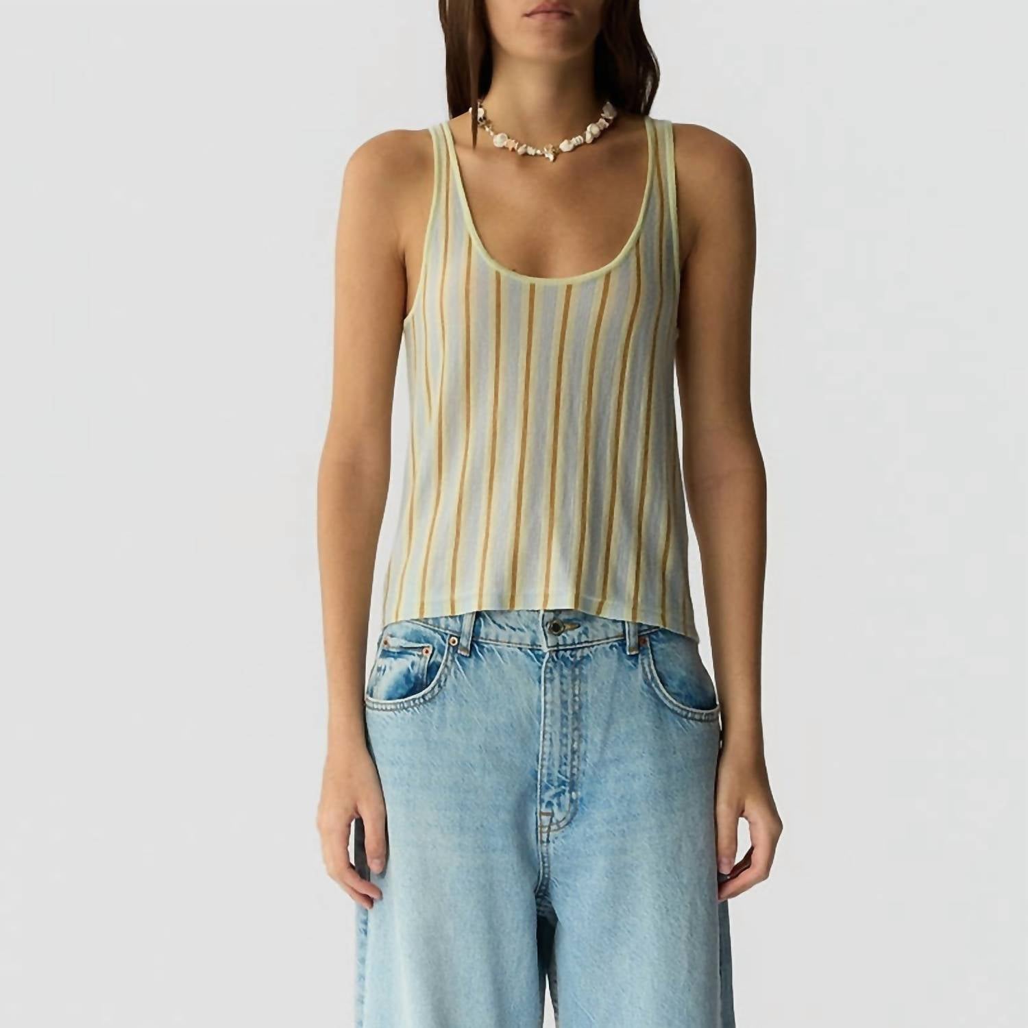 Guest In Residence - Fine Stripe Tank Top